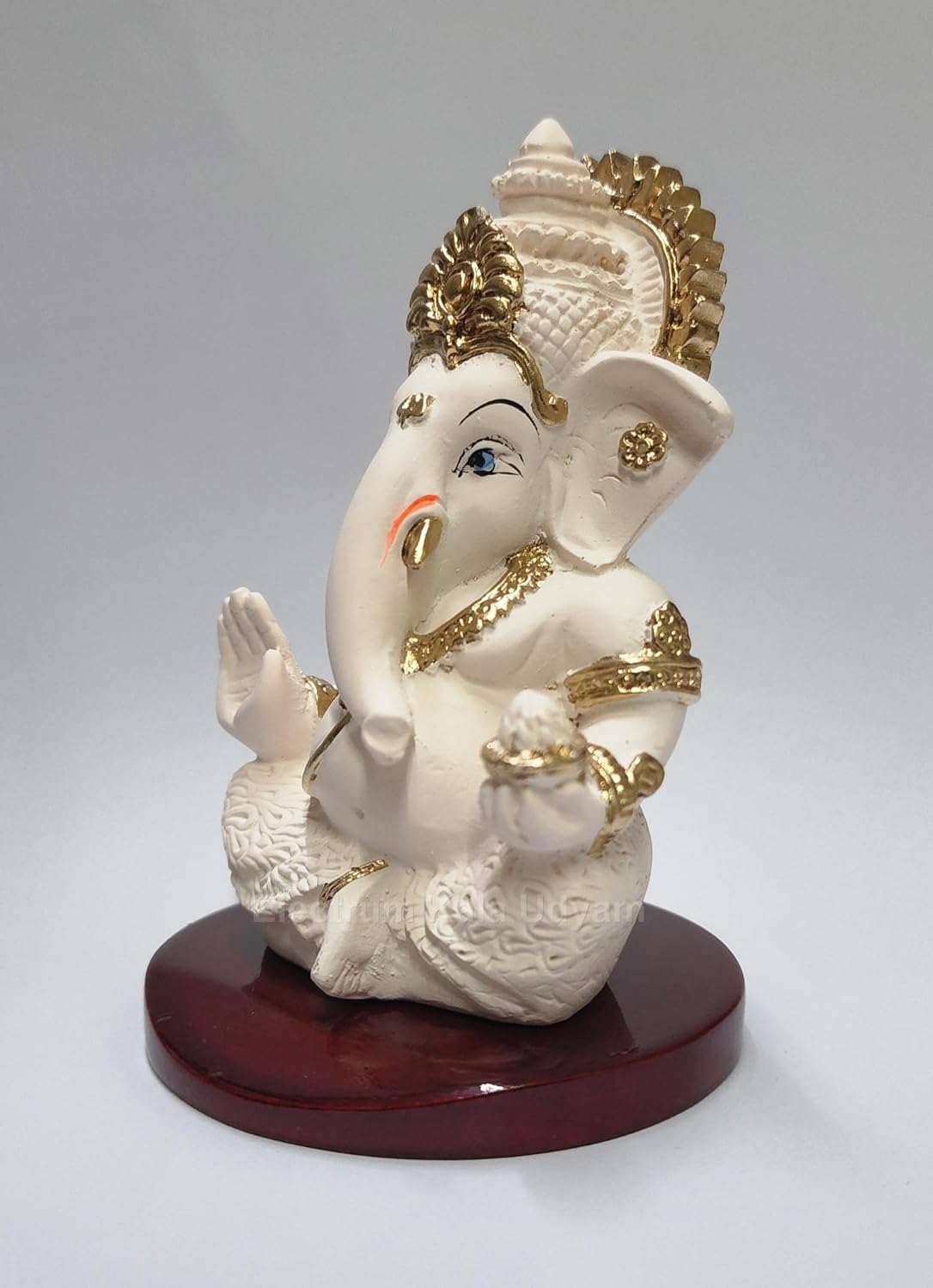 Resin Ganesha/Ganpati with Base - Perfect for Car Dashboard, Office Desk, Shelves, and Home Decor - Ideal Housewarming Gift! (Mukutpeachivorymdf 3.5)