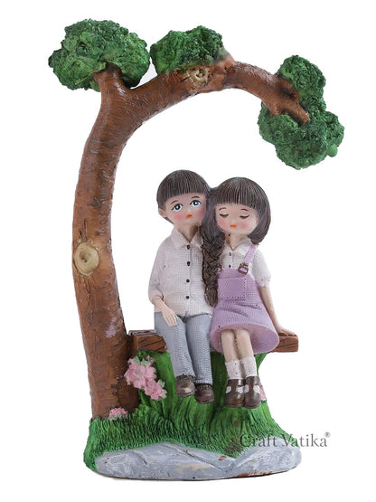 Romantic Love Couple Sitting on Bunch Miniature Statue Showpiece for Gift Husband Wife Girlfriend Boyfriend Girls Boys, Home Decor Items
