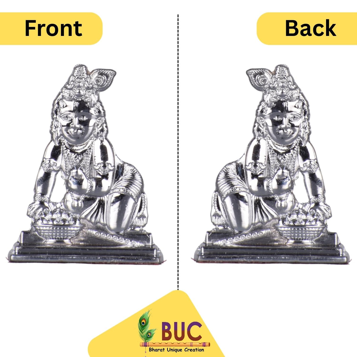 Bal Gopal, Laddu Gopal, Kanha Idol for Car Dashboard – Silver Finish Divine Kanha Ji Statue for Home & Travel (S965-SLVR)