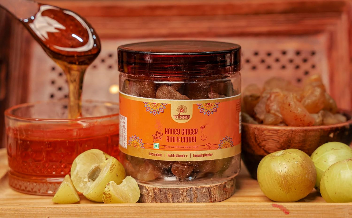 Vilaas Dried Honey Ginger Amla Candy | Low Processed And Sugar Free Amla, For Weight Loss And Immunity Booster | All Natural Ingredients
