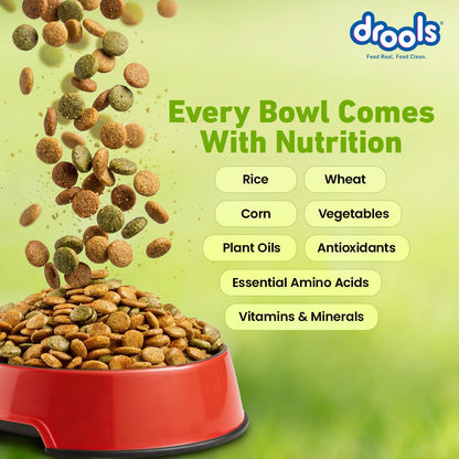 Drools Adult & Puppy Dry Dog Food 1.2 kg Pack | 100% Vegetable Flavour | All Lifestages | Better Digestibility | Strong Bone and Teeth Development | Boosted Immunity