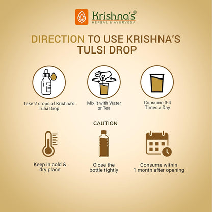 Krishna's Tulsi Drops- Concentrated Drops of 5 Rare Tulsi for Natural Immunity Boosting 10 ml |No Added Preservatives | Manufactured in Glass DistillationUnit