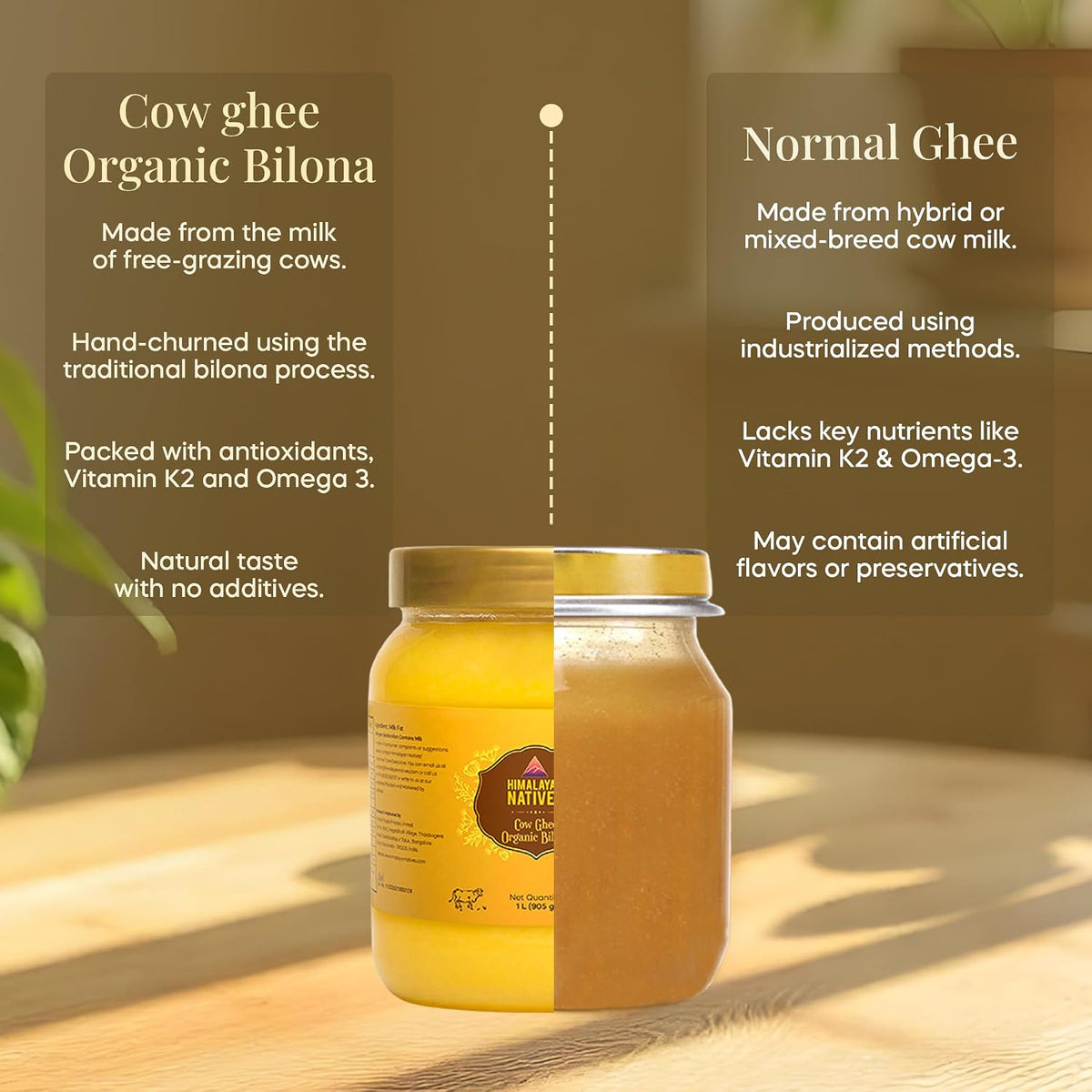 Himalayan Natives Cow Ghee Organic Bilona Pet Bottle, 1000 ml