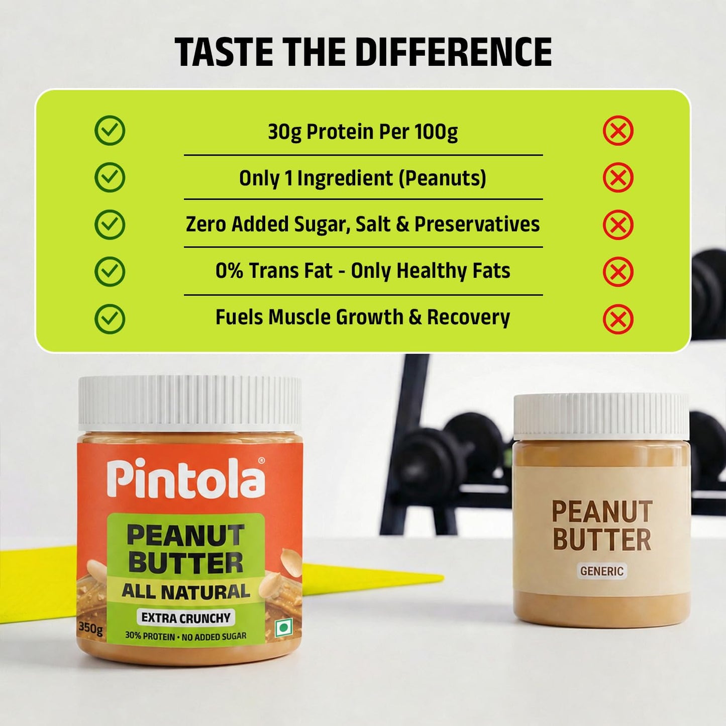 Pintola All Natural Peanut Butter Extra Crunchy |Unsweetened | 30g Protein | Gluten & Cholesterol Free, Vegan Peanut Butter, Nut Butter, High in Protein Spread, 100% Pure Roasted peanuts butter