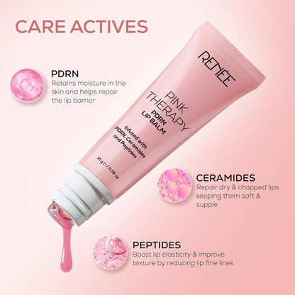 RENEE Pink Therapy PDRN Overnight Lip Repairing & Moisturising Lip Balm For Dry, Chapped Lips | Glossy Finish, Revives Lip Barrier & Improves Elasticity | With Vegan PDRN, Peptides & Ceramides | 10g