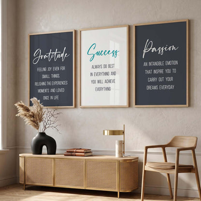 wall framed posters motivational quotes decoration items posters with frame office Decor posters for Study room Wall Decor Digital Reprint Set of 3 (13X17 inch)