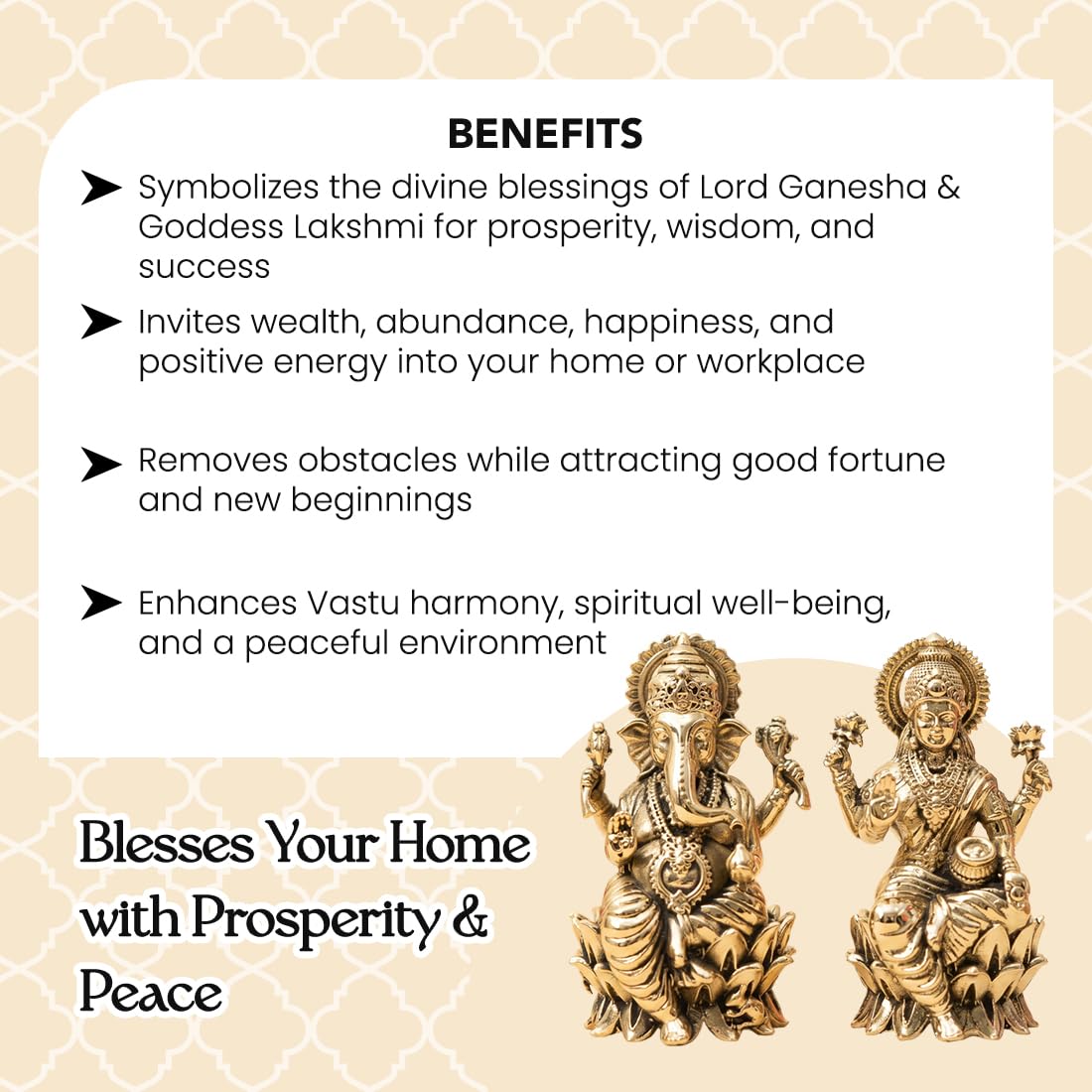 100% Pure Brass Lakshmi Ganesh Idol with Gift Box | Pital Murti for Pooja Room Decor Office Desk | Religious Housewarming Grah Pravesh Diwali Wedding Gift for Couple