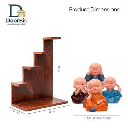 DOOR BIG Cute Mini Buddha Idol Statue for Car Dashboard,Resin Buddha Monk Showpiece, Decoration Items Buddha for Table Decor Living Room Home,Showpiece, Fantasy (Mini Budha with Stand)