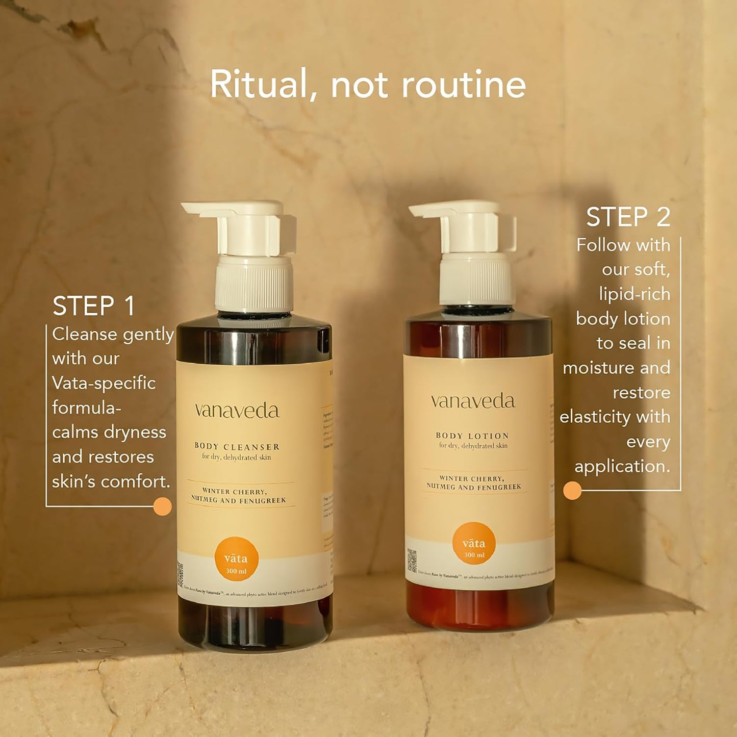 Vanaveda Vata Body Cleanser for Dry Skin | Hydrating Ayurvedic Body Wash with Plant-Based Cleansers | Daily Body Care for Dry & Dehydrated Skin | 300ml