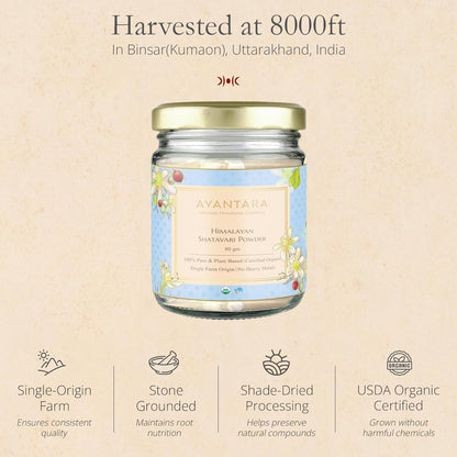 Himalayan Shatavari Powder - 80g | 100% Natural & Organic | Supports Women’s Health & Hormonal Balance, Lactation, PCOS & PMS | Immunity & Vitality Booster | No Preservatives | Lab Tested