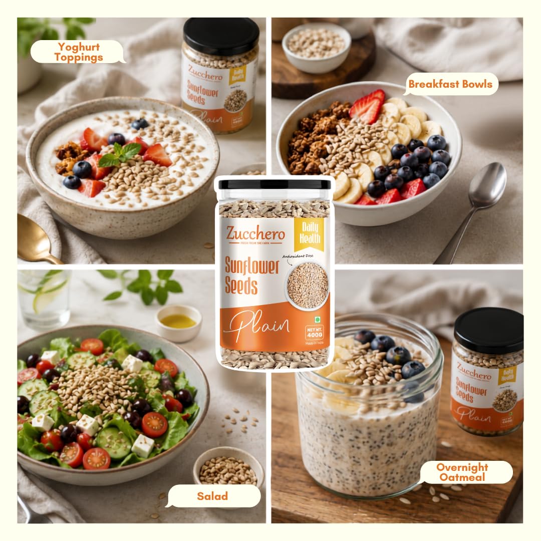 Zucchero Roasted Premium Sunflower Seed, Salted, Flavorful | Healthy Fat | Dry Roasting | Oil-Free| Slow baked Seeds