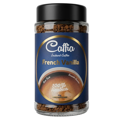 CAFFIA French Vanilla Premium Instant Coffee | 100% Arabica | Freeze Dried Coffee Powder - 50g | Make Cafe Style Hot or Cold Coffee at Home | Smooth Medium Roast | Rich & Smooth Taste