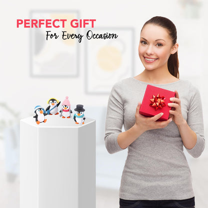 Nostrae Penguin Miniature Toys & Cute Miniatures Decorative Items | Small Figurines for Home Decor | Desk Decoration Miniature Things, Gifts & Mini Showpieces Desk Decor (Set of 4)