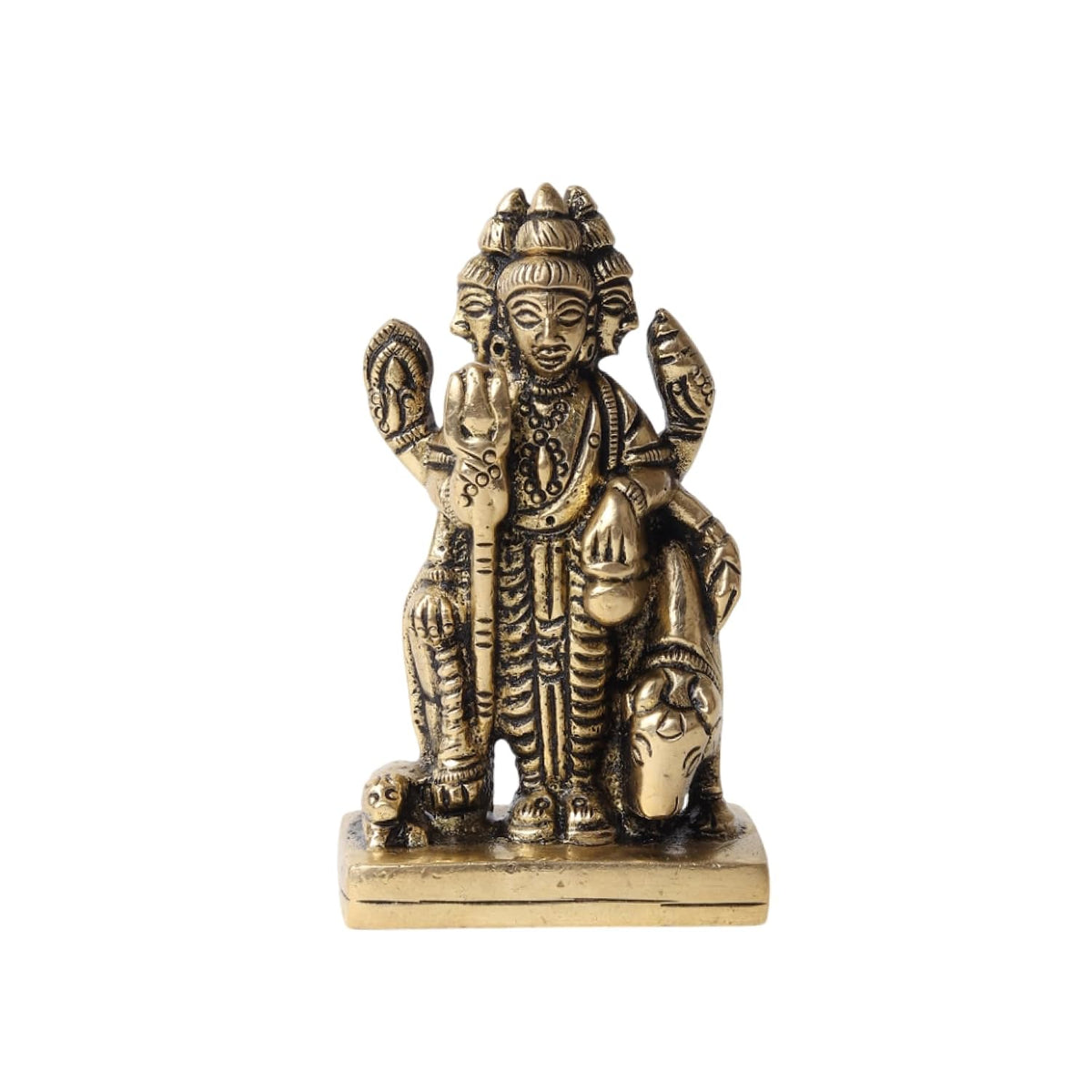 Brass Dattatreya Idol | Brahma Vishnu Mahesh Trimurti Murti for Mandir & Pooja Room | Brass God Statue for Home Decor (Design01: L4.5 x W7 x H7 cm)