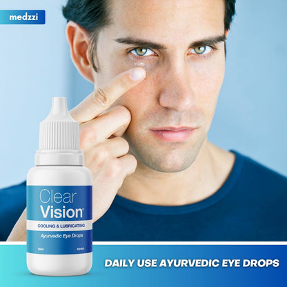 Medzzi Clear Vision Eye Drop | Ayurvedic Formula | Daily Use Eye drops with Aloe Vera, Rose Water, Honey, Neem & Tulsi | 10ml
