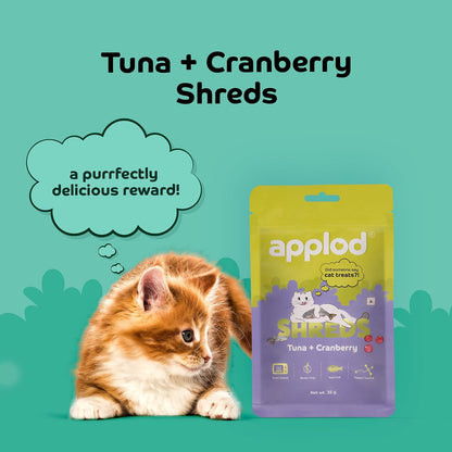 Applod Tuna with Cranberry Soft Cat Treats for Kittens & Adult Cats | Made with Real Tuna | Grain-Free Protein-Rich Snacks with Taurine & No Fillers | 35g