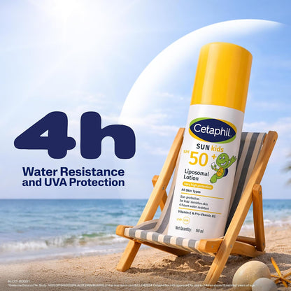 Cetaphil Sun Kids Liposomal Lotion SPF 50+ 150 ml– Very High Protection Broad-Spectrum UVA/UVB Sunscreen for Kids - Water-Resistant, Hypoallergenic & Fragrance-Free - Liposomal Hydrating Lotion for Sensitive Skin