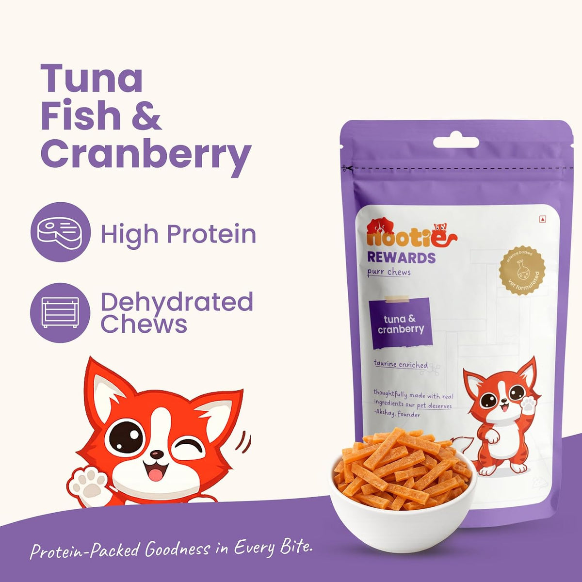 Nootie Premium Tuna & Cranberry Cat Treats – 35g | Omega-3 Rich, Natural Ingredients (Pack of 1)