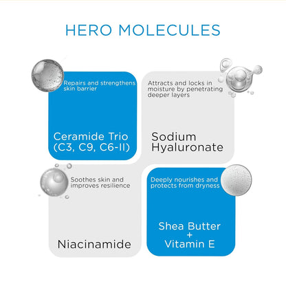 SKINQ Moisture Balm | Ceramide Face Moisturizer with Niacinamide & Shea Butter | Lightweight, Non-Sticky | In-Vivo Tested | Strengthens Skin Barrier | For All Skin Types | Dermat Formulated | 50ml
