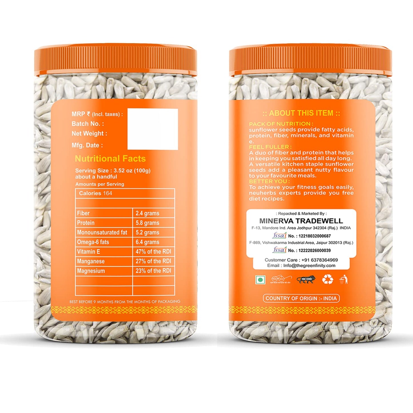 GreenFinity Healthy Seeds Combo- Pumpkin, Sunflower, (200g Each), Chia and Flax Seeds (250g Each) | Rich in Omega 3, Fiber, Raw Seeds for Weight Management, Immunity Booster, Healthy Heart (Pack of 4)