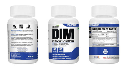 NutriJa Pure DIM 100mg with BioPerine - 60 Veg Capsules | High Potency Estrogen Metabolism Support & Natural Hormone Balance | No Fillers | No Excipients | No Additives