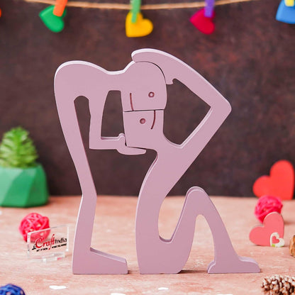 eCraftIndia Wooden Handcrafted Romantic Kissing Couple Showpiece | Valentine Gift for Girlfriend Boyfriend Husband Wife Special Love Her Him | Valentine Day Decoration Items
