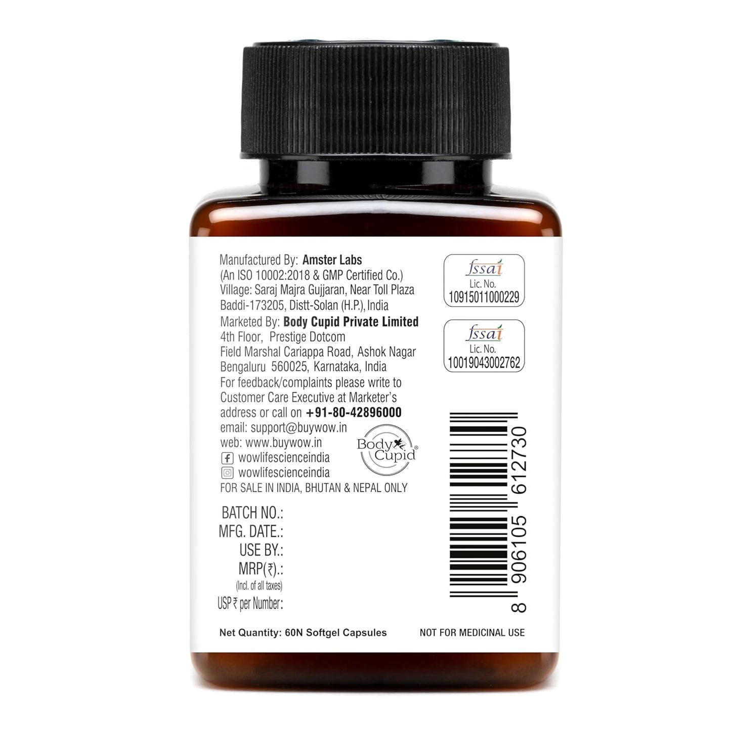 WOW Life Science Omega-3 Fish Oil 1300 Mg Triple Strength 550Mg Epa 350Mg Dha,Burpless,Mercury Free,Ideal For Keto Diet,1 Count