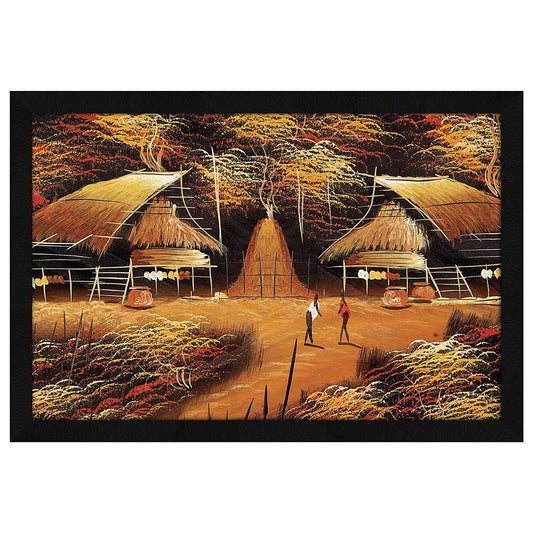 Village Scene Wall Art Painting, wall decor for living room, Multicolor, Nature, 12.5 X 18.5 inches, Set of 1