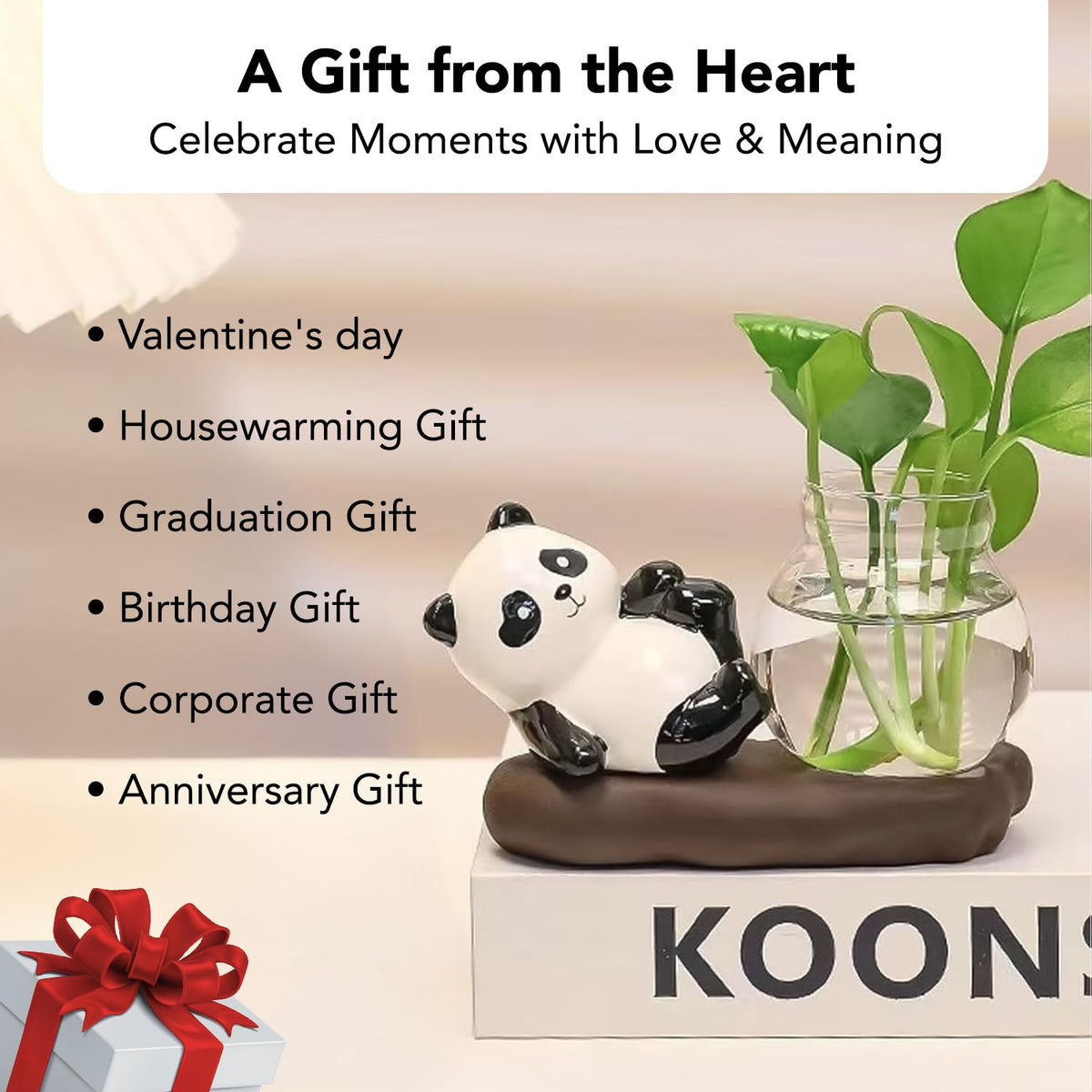 Nostrae Panda with Money Plant Planter Show Pieces for Home Decor | Cute Showpieces Gift Item for Decoration | Center Table Tv Showcase Shelf Office Interior Statue Figurines