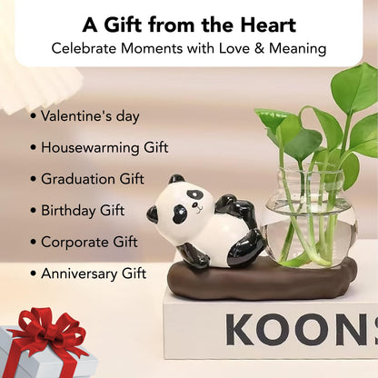 Nostrae Panda with Money Plant Planter Show Pieces for Home Decor | Cute Showpieces Gift Item for Decoration | Center Table Tv Showcase Shelf Office Interior Statue Figurines