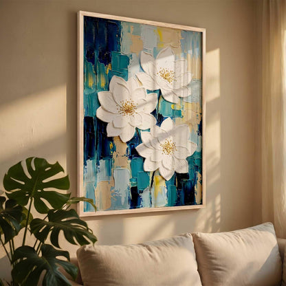 Aesthetic flower Art Home Decoration Painting | Floral Paintings With Frame For Living Room Bed Room Hotel Wall Decor Digital Reprint (13x17 inch)