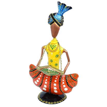Metal Figurines for Home Decor, Traditional Rajasthani Musicians Pack of 3 Statues Home Decor Items for Living Room, Indoors (Gold Musicians)