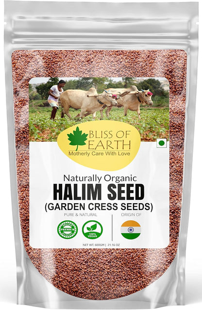 Bliss Of Earth Halim Seeds 600gm Organic for Eating - Natural Aliv Seeds for Hair, Skin Health & Immunity Booster Superfoods