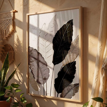 Aesthetic Leaf Art Home Decoration|Paintings With Frame For Living Room Bed Room Hotel Wall Decor Digital Reprint (13x17 inch)