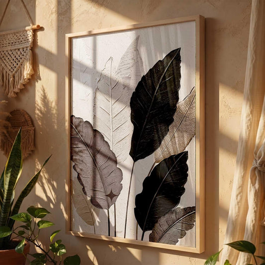 Aesthetic Leaf Art Home Decoration|Paintings With Frame For Living Room Bed Room Hotel Wall Decor Digital Reprint (13x17 inch)