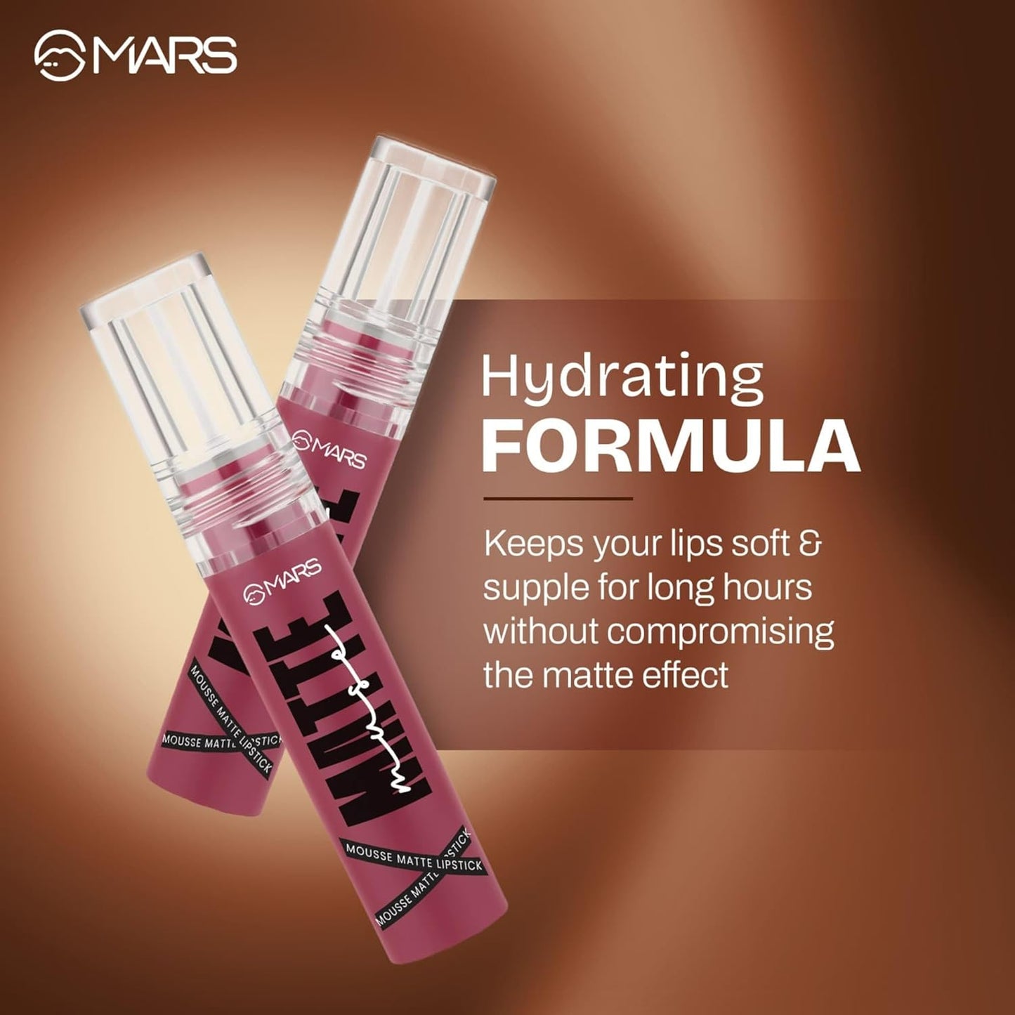 MARS Matte Muse Mousse Lipstick (3ml) (15-ROYAL HIGHNESS) with Doe-Foot Applicator | Highly Pigmented | Smooth Texture | Hydrating Formula | Blurry Lips Effect