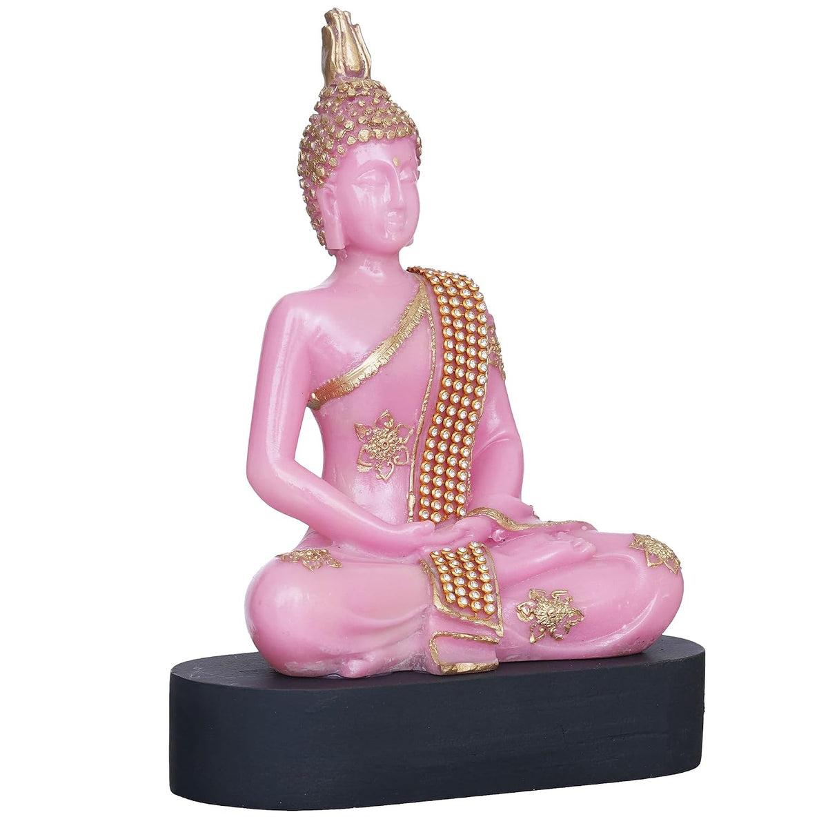 Pink and Golden Resin Handcrafted Meditating Lord Buddha Statue | Serene Home Decor for Living Rooms, Meditation Spaces, and Offices | Spiritual Gift for Diwali, Housewarming