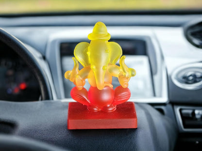Ganesha Idol for Car Dashboard | Beautiful Ganesh Murti for Home Temple | Ganpati Figurine Statue Showpiece Sculpture for Office Desk (Yellow-Orange)