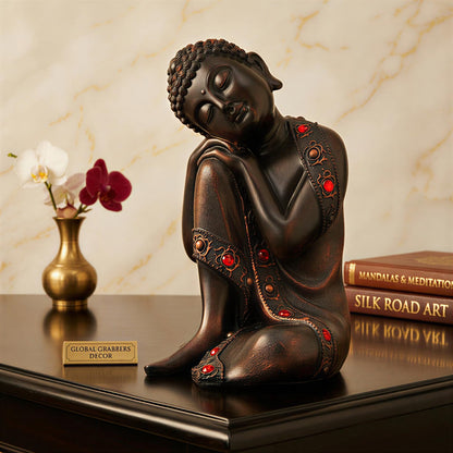 Buddha Idol Statue | Show Pieces for Home Decor Living Room (Antique Copper)