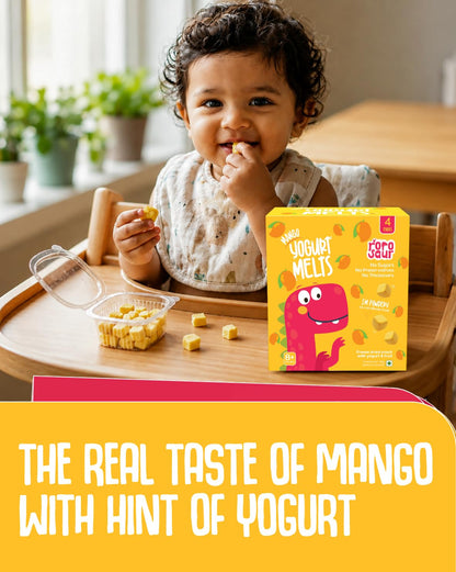 Rorosaur Baby Snacks - Melts with Yogurt and Fruit & Veggie for 8+ Months | 4 packs of Mango Melts | Finger Food for Toddlers | No Sugars, No Preservatives, No Binders | 5g each