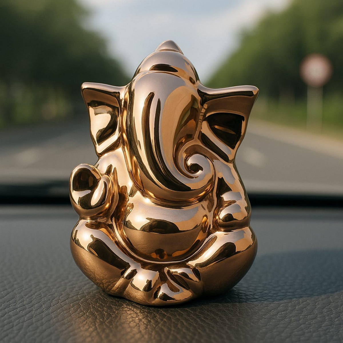 sculpmart Ganesh Idol for Home Decor & Car Dashboard | Ganesh Ji Murti Decorative Showpiece for Home Decor | Pooja Room & Office Desk (Golden) 10 CM