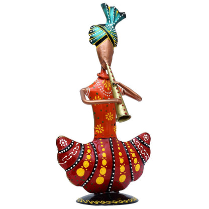 Metal Figurines for Home Decor, Traditional Rajasthani Musicians Pack of 3 Statues Home Decor Items for Living Room, Indoors (Gold Musicians)