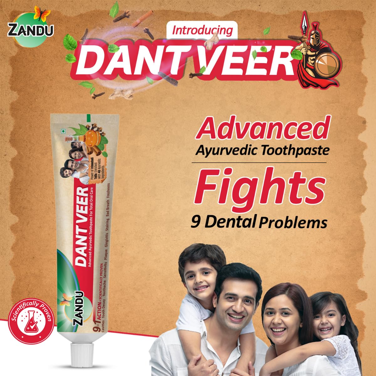 Zandu Dantveer, 200g, USA’s 1st Ayurvedic toothpaste with Irimedadi oil | Scientifically proven formula |Fights 9 dental problems