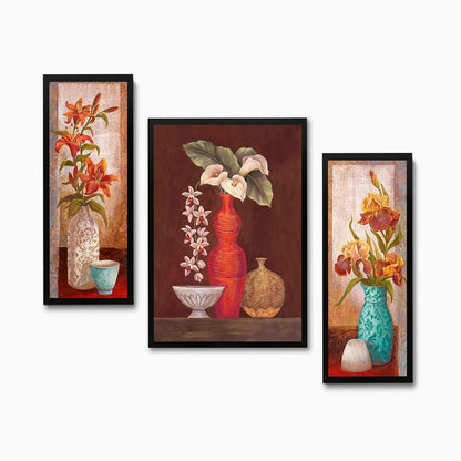 Wall Painting Frames For decor, Pictures Frame For Living Room, Home Decoration, Bedroom, Set of 3, 1pc- 23 x 30 cm, 2pc- 12.5 x 30 cm (Design 5)