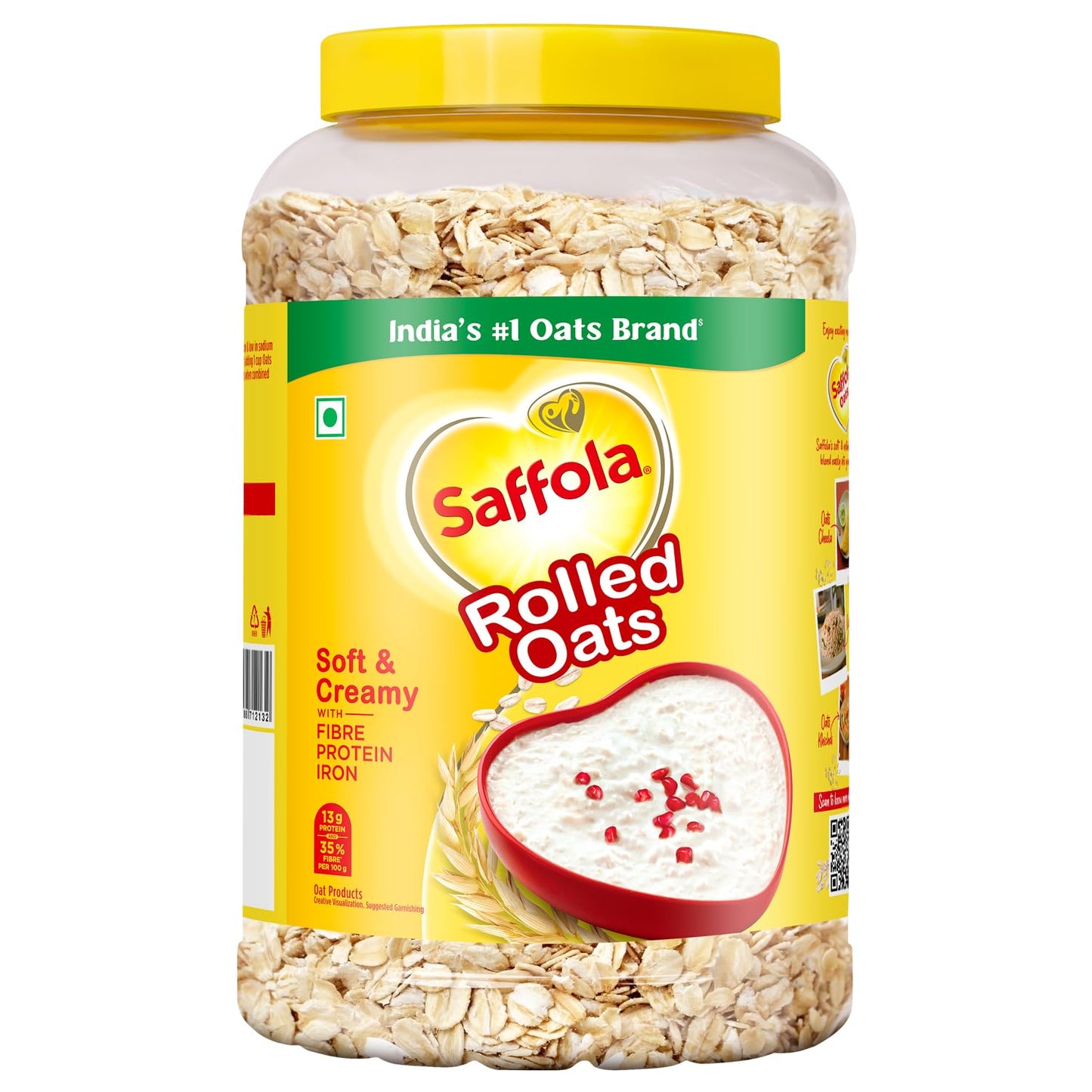 Saffola Oats, 13g High Protein, 10g High Fibre | Instant Rolled Oats | Soft and Creamy | Helps manage weight
