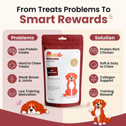 Nootie Rewards Soft Liver Cubes for Dogs 50g | High Protein Dog Treats