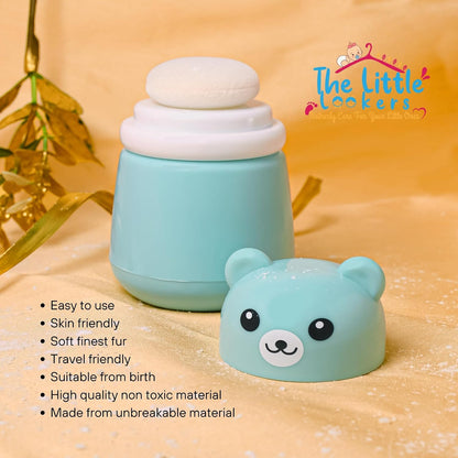 THE LITTLE LOOKERS Baby Powder Puff | Baby Powder Puff With Box | Powder Puff With Box Holder Container | Powder Puff For Babies | Puff Powder Box (Panda-Blue),Pack Of 1