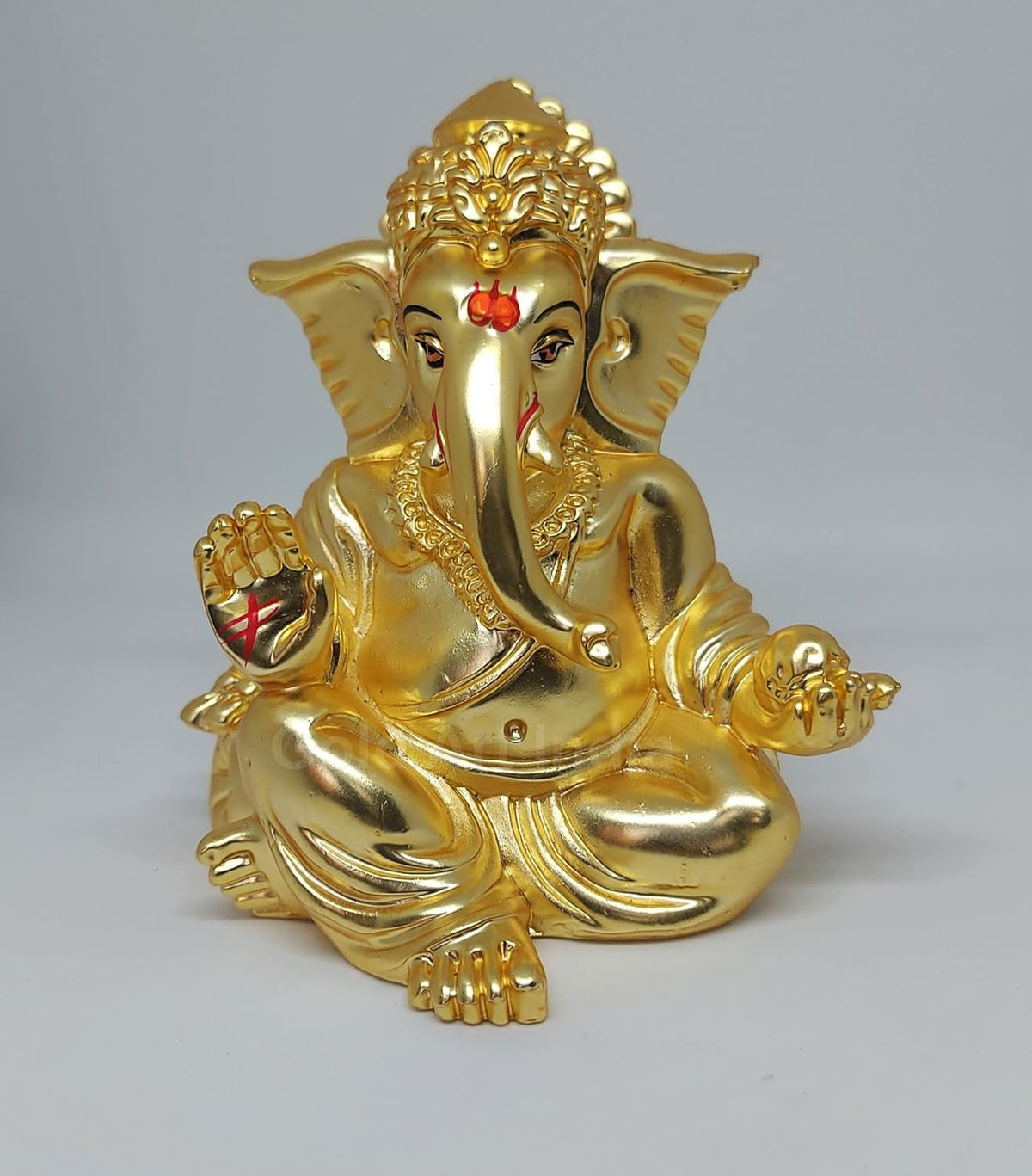 Gold Art India Matte Gold Plated Gaddi Ganesha for Car Dashboard Home Decor Gifting Diwali Birthday Festivals (Matte Gold)