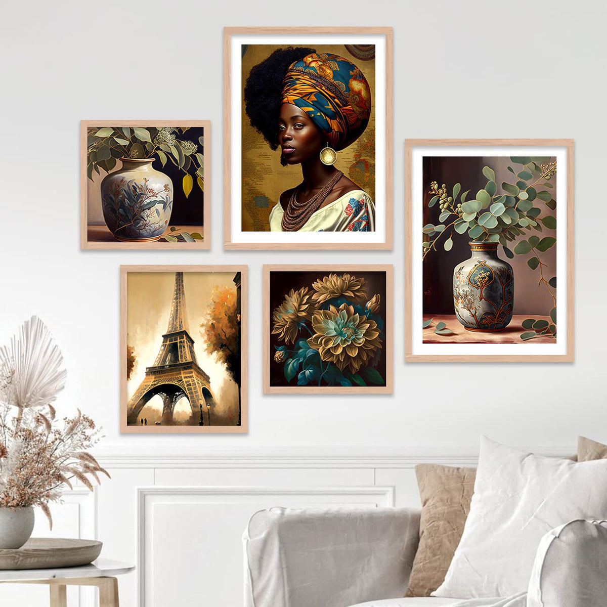 Modern Art WALL Framed Painting | Big Aesthetic Flowers WALL Framed Paintings for Living Room Bedroom Wall Decor (ART-7, 13W x 17L INCH)