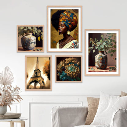 Modern Art WALL Framed Painting | Big Aesthetic Flowers WALL Framed Paintings for Living Room Bedroom Wall Decor (ART-7, 13W x 17L INCH)